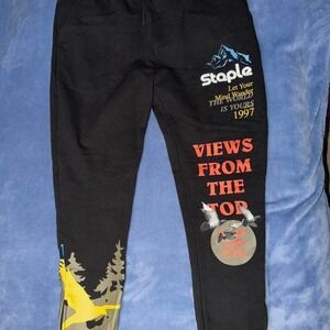 Staple Pigeon Jogger‎ Sweatpants Men's Large Black Colorful Graphic men size 2xl